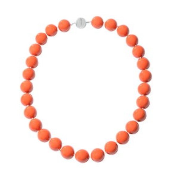 Living Coral Shell Pearl 15-17mm Necklace 20 Inches in Rhodium Over Sterling Sil - Picture 1 of 6